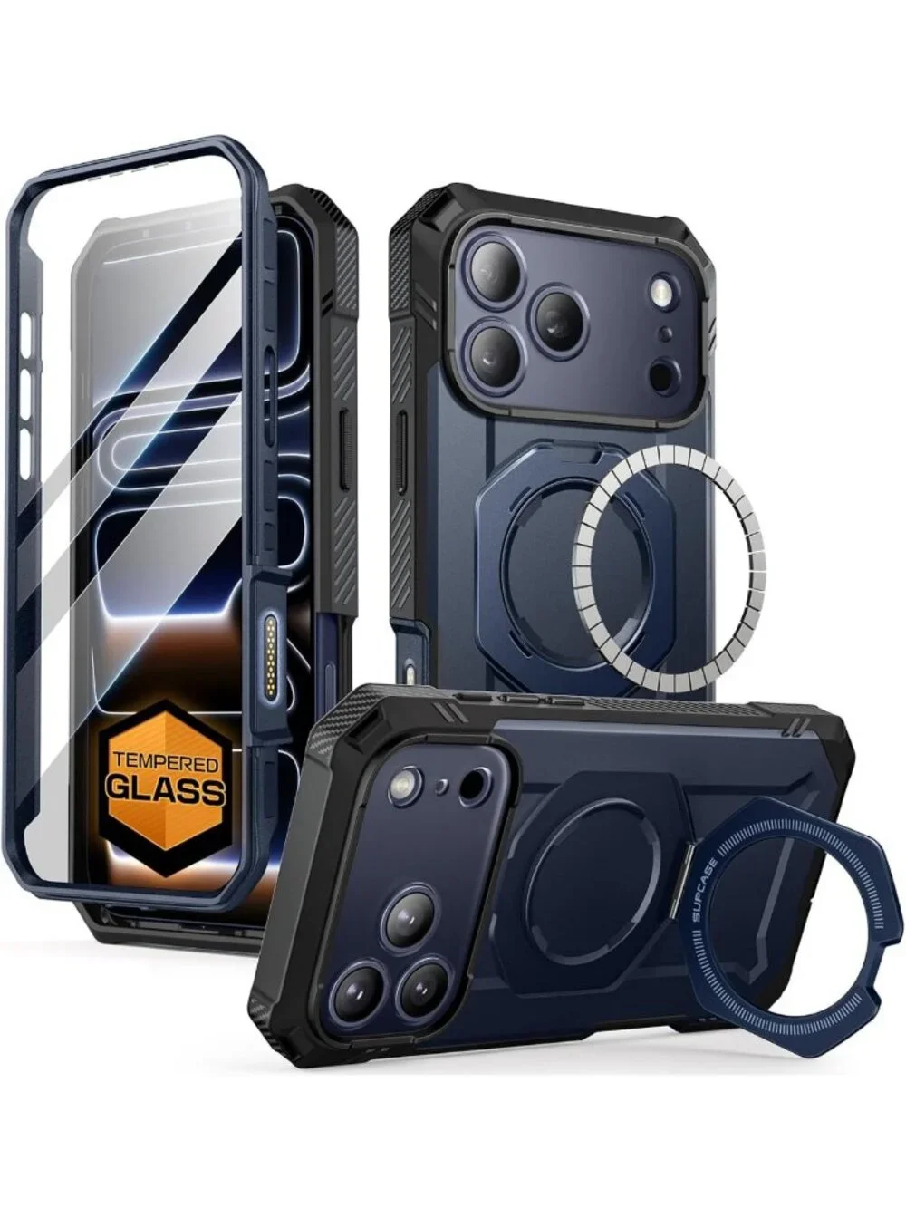 iPhone 18 Pro Max/17 Pro Max Case with Glass Protector, Stylish Azure Color